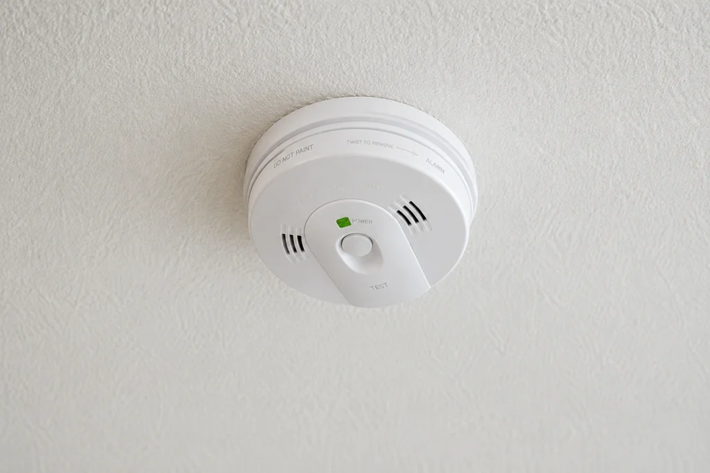 Smoke alarm installed on ceiling, highlighting safety compliance for Kempsey homeowners by Activ Electrical Contracting.